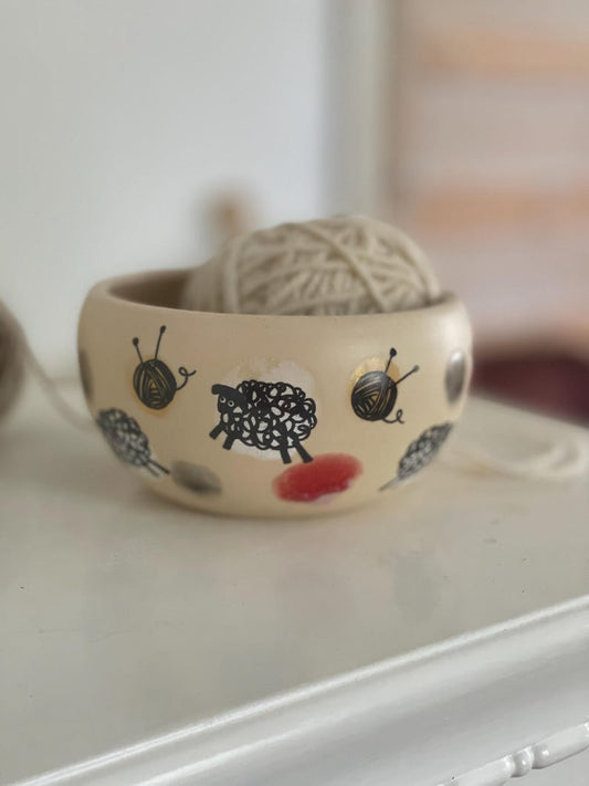 Ceramic Knitting Bowl, sheep Yarn Bowl, Yarn bowl, funny yarn bowl, knitting lovers