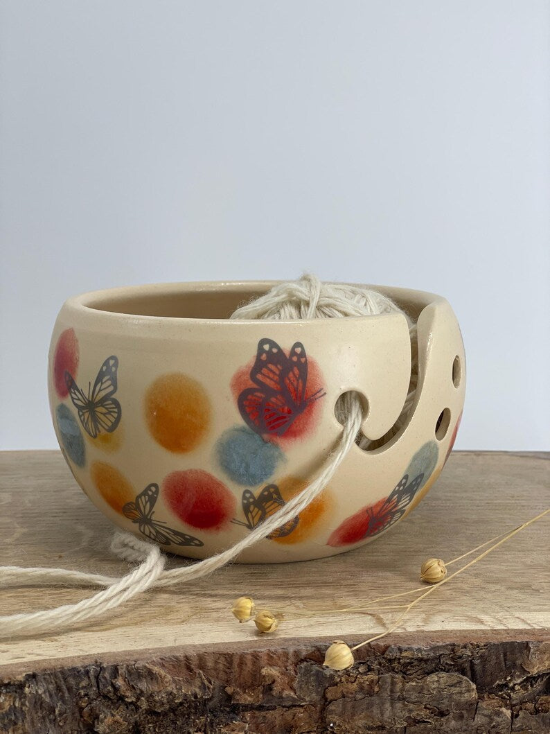 Colourful Knitting Bowl, butterfly Yarn Bowl, Yarn bowl, funny yarn bowl, knitting lovers