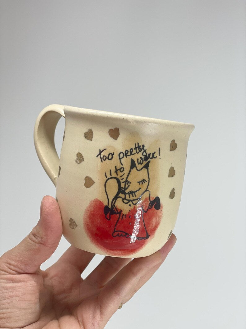 Fox pottery mug, funny pottery mug, gift for hostess, fox lover
