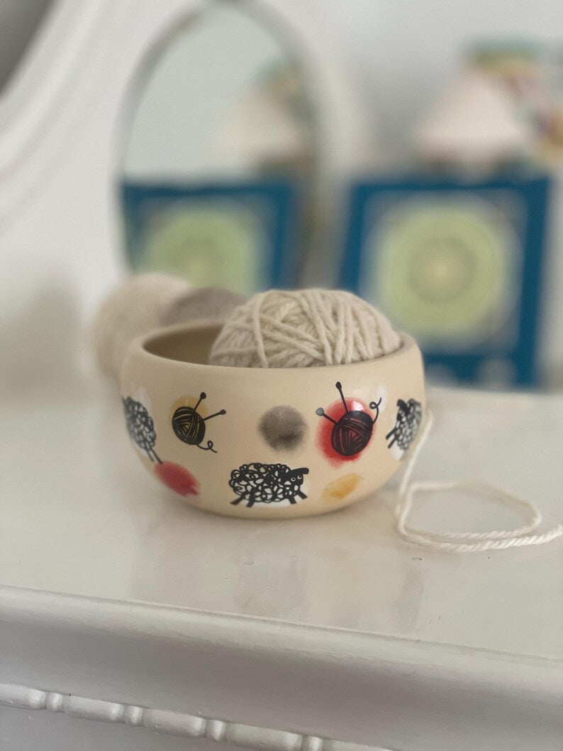 Ceramic Knitting Bowl, sheep Yarn Bowl, Yarn bowl, funny yarn bowl, knitting lovers