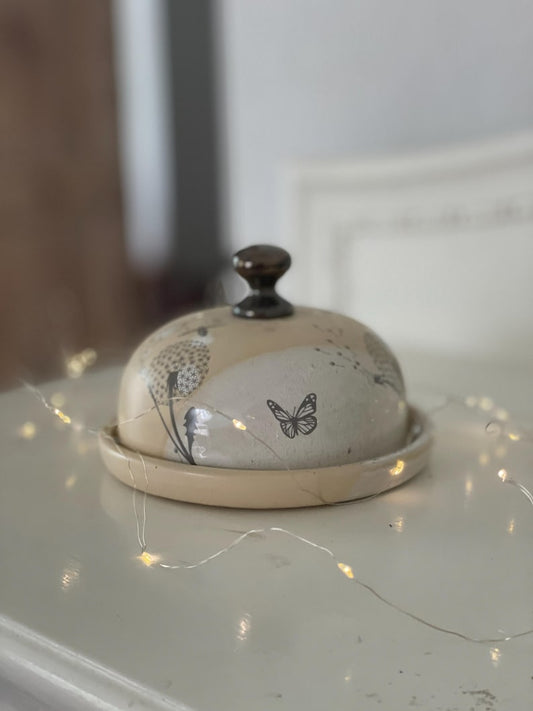 Dandelion Butter dish, Butter keeper, pottery butter dish, floral butter dish, pottery butter keeper