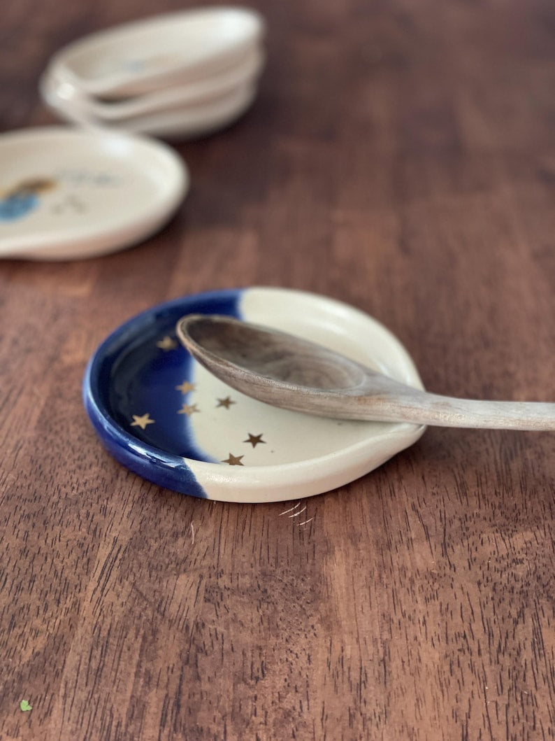 Spoon Rest, Spoon Holder, spoon plate, soap holder, stars, golden, sky