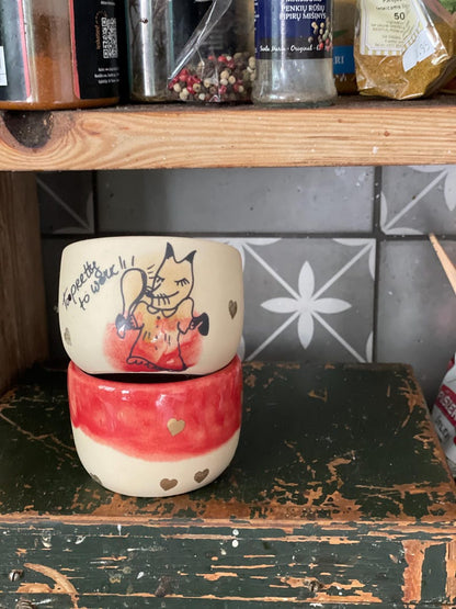 Espresso mugs, funny gift for sister, bestie, fox, golden heart