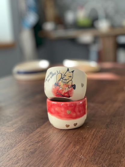 Espresso mugs, funny gift for sister, bestie, fox, golden heart