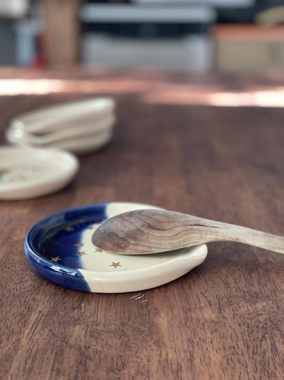 Spoon Rest, Spoon Holder, spoon plate, soap holder, stars, golden, sky