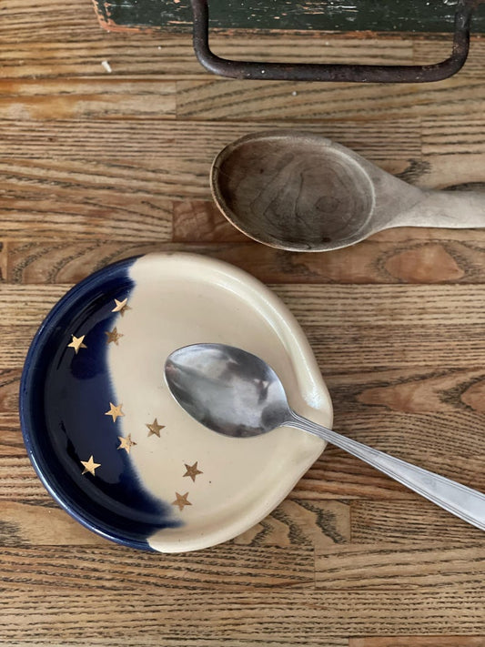 Spoon Rest, Spoon Holder, spoon plate, soap holder, stars, golden, sky