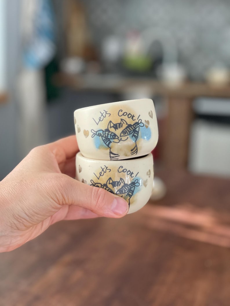 Ceremonial cocoa mugs, cat lovers, chef, cook, cooking, fish
