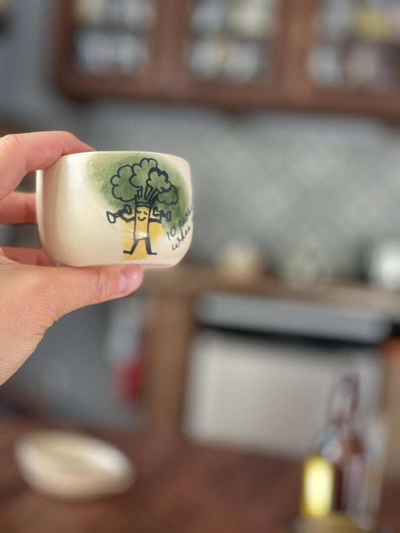 Ceremonial cocoa mug, beauty, fitness, sports, broccoli, fox