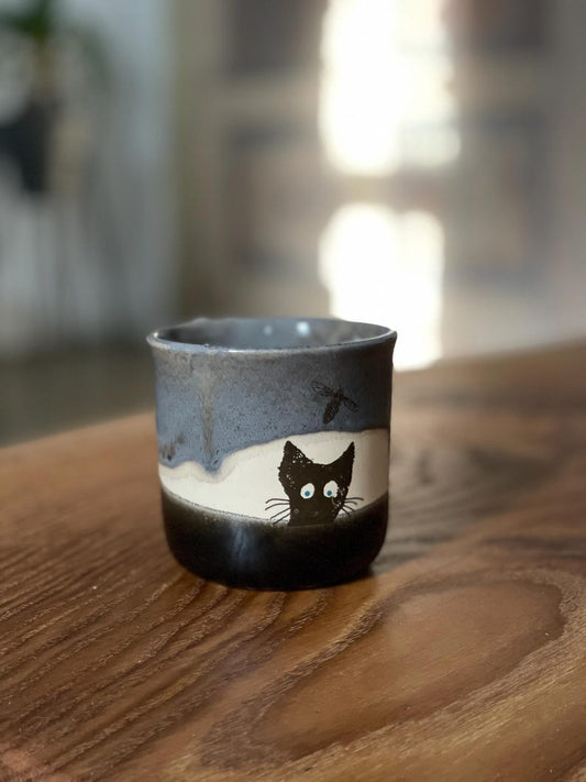 Cat mug, black cat mug, fun funny mug, cat lovers, gray black cup